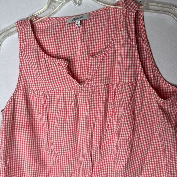 Madewell Pink Gingham Tank Top with Floral Embroidery. Size Small. - Picture 5 of 12